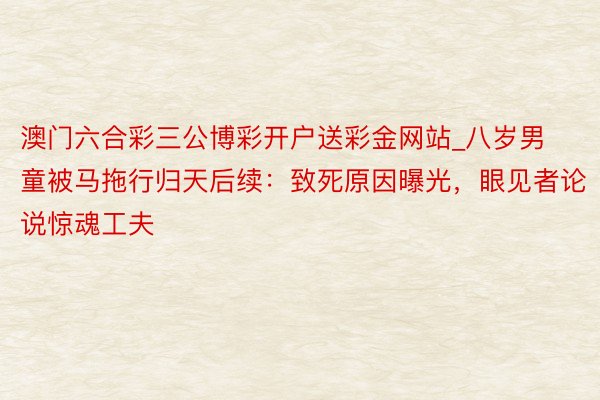 澳门六合彩三公博彩开户送彩金网站_八岁男童被马拖行归天后续：致死原因曝光，眼见者论说惊魂工夫